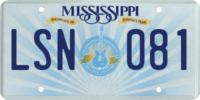 MS license plate LSN081