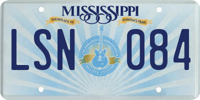 MS license plate LSN084
