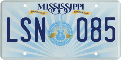 MS license plate LSN085