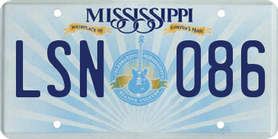 MS license plate LSN086
