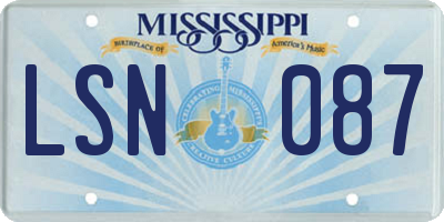 MS license plate LSN087