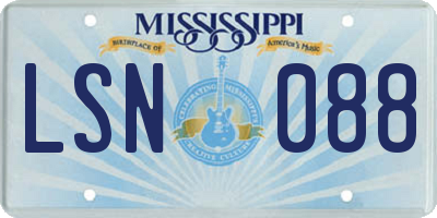 MS license plate LSN088