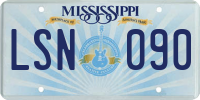 MS license plate LSN090