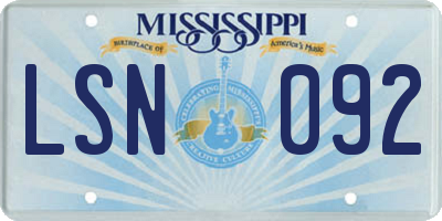 MS license plate LSN092