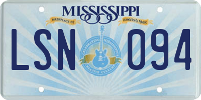 MS license plate LSN094