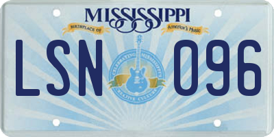 MS license plate LSN096