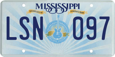 MS license plate LSN097