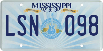 MS license plate LSN098