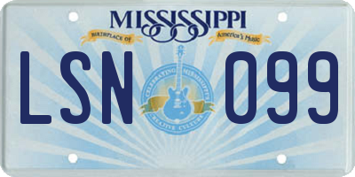 MS license plate LSN099