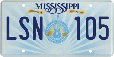MS license plate LSN105