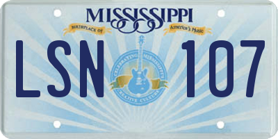 MS license plate LSN107