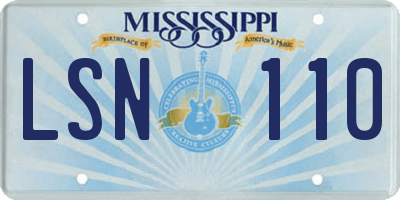 MS license plate LSN110