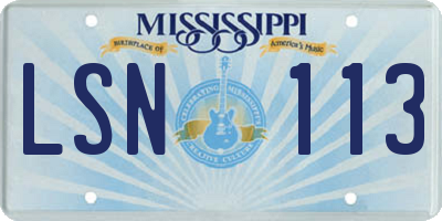 MS license plate LSN113