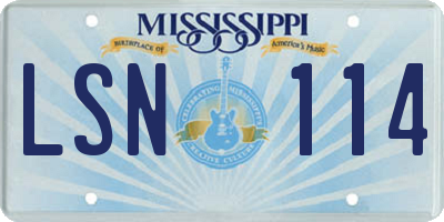 MS license plate LSN114