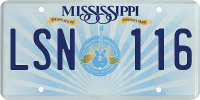 MS license plate LSN116