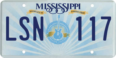 MS license plate LSN117