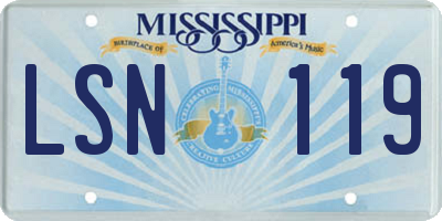 MS license plate LSN119