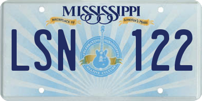 MS license plate LSN122