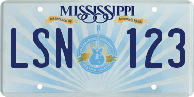 MS license plate LSN123