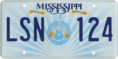 MS license plate LSN124