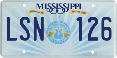 MS license plate LSN126
