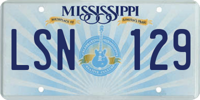 MS license plate LSN129