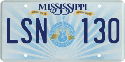 MS license plate LSN130