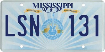 MS license plate LSN131