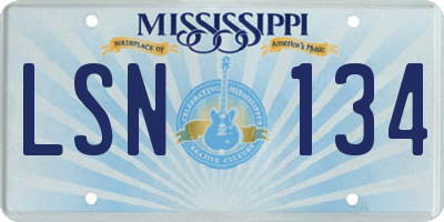 MS license plate LSN134