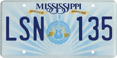 MS license plate LSN135