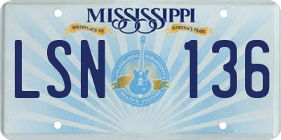 MS license plate LSN136