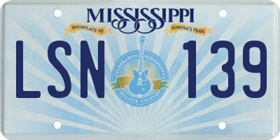 MS license plate LSN139