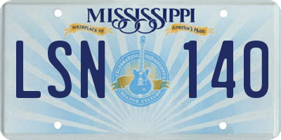 MS license plate LSN140