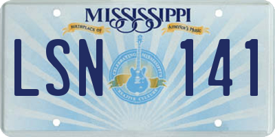 MS license plate LSN141