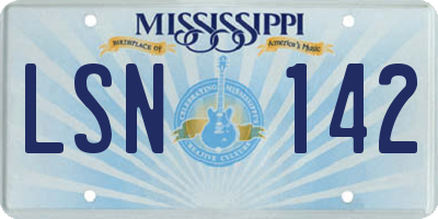 MS license plate LSN142