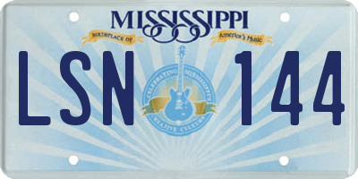 MS license plate LSN144