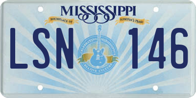 MS license plate LSN146