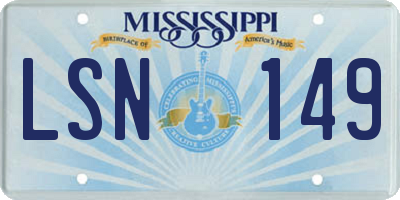 MS license plate LSN149