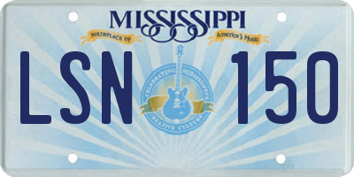 MS license plate LSN150