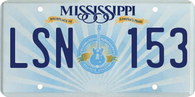 MS license plate LSN153