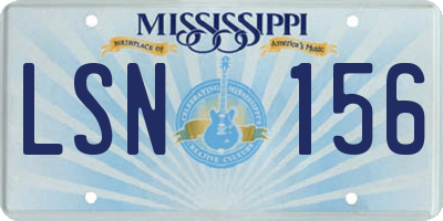 MS license plate LSN156