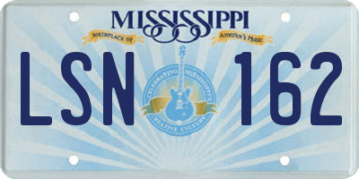 MS license plate LSN162