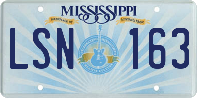 MS license plate LSN163