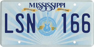 MS license plate LSN166
