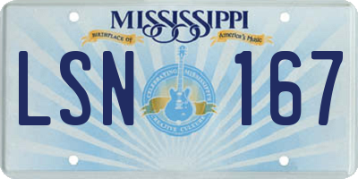 MS license plate LSN167