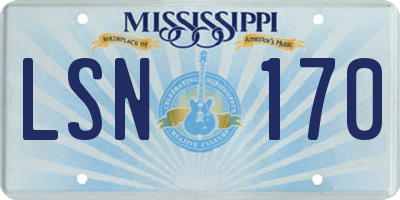 MS license plate LSN170