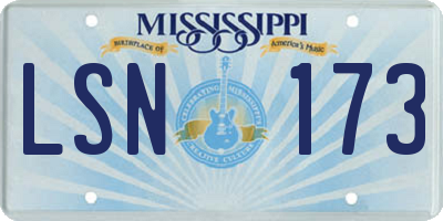 MS license plate LSN173