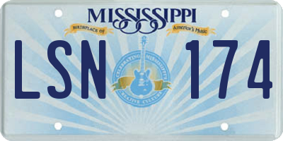 MS license plate LSN174