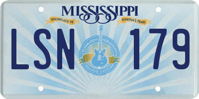 MS license plate LSN179