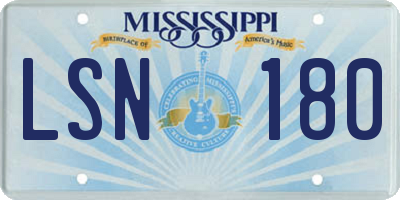 MS license plate LSN180